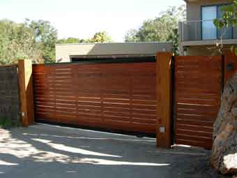 timber sliding gate front view