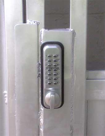 A Digital lock mounted in a security Gate 