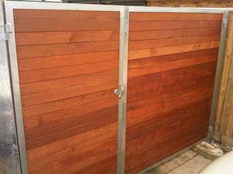 western red timber cladded sliding gate