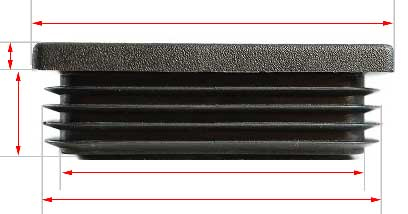 Rectangular Plastic End Cap 100x25mm Black Flat Top 