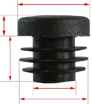 19mm round black plastic end cap for pipe 