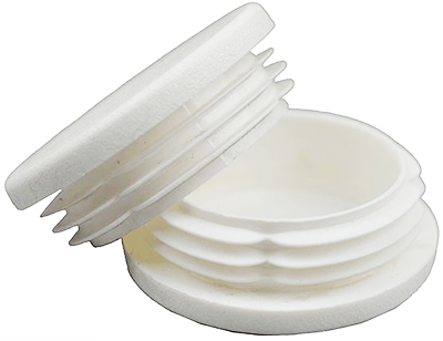 50mm round white plastic end cap