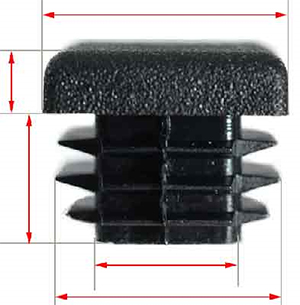13mm square flat black plastic cap