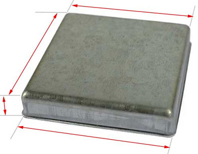 100mm square steel cap