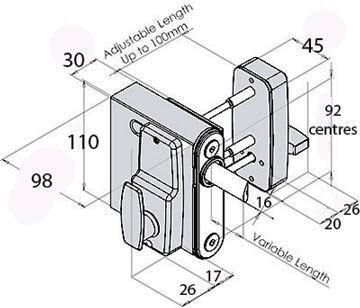 Gatemaster surface mounted digital lock measurments