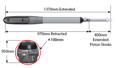 measurments fo the Centsys Vantage gate motor