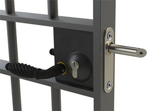 Gatemaster Bolt on lock installed in a gate 