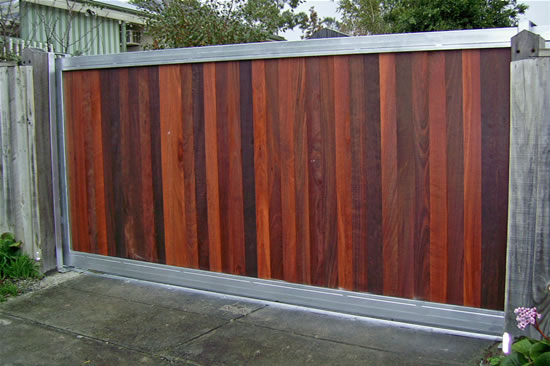 Sliding gate with Australian Jarrah Timber 