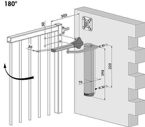 Verticlose wall opening to 180 deg