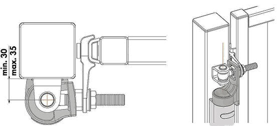 top view of the Rhino Gate closers and how it should fix to a post