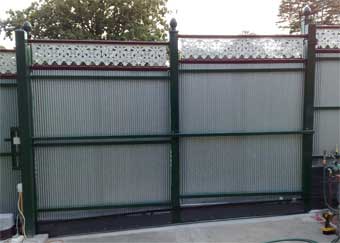 colorbond sliding gate on a slope 