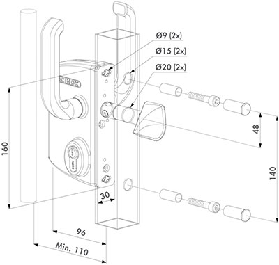 locinox sliding gate lock drawing