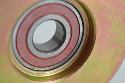 close up of a single bearing sliding gate wheel