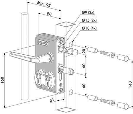 measurments for the double barrel lock 